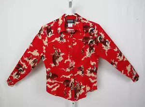VTG 1970s ROUGH RIDER WOMEN'S SMALL COWBOY WESTERN SHIRT RED COTTON - Picture 1 of 17