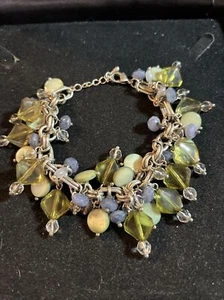 glass bead and chain bracelet E-81 - Picture 1 of 2