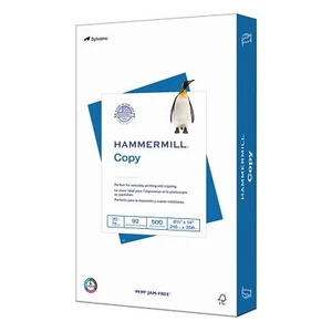Hammermill Printer Paper, 20 lb Copy Paper, 8.5 x 14 - 1 Ream (500 Sheets) - 92 - Picture 1 of 9