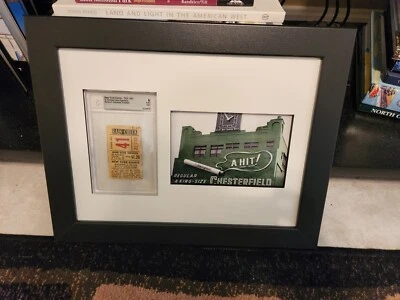 1955-1957 NY Giants-Polo Grounds Ticket Stub w/ Colorized Print-Framed & Matted - Image 1 of 3