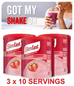 3 SlimFast Strawberry Meal Replacement Powder Shake Weight Loss Diet Milkshake - Picture 1 of 4