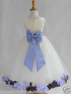 IVORY HOLIDAY CHRISTMAS ROSE PETAL WEDDING FLOWER GIRL DRESS 9M 2 4 6 8 10 12 14 - Picture 1 of 28