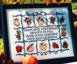 "MUESTRADOR DE JARDÍN"" Cestas de frutas y verduras Alimentos Punto de cruz Gráfico V10 - Imagen 1 de 2