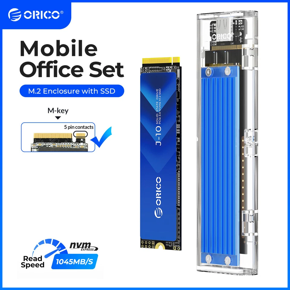 ORICO DIY External Portable SSD NVMe PCIe 3.0x4 SSD with M.2 NVMe Enclosure Case