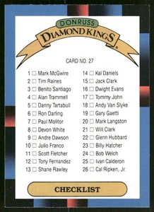 1988 Donruss #27 Diamond Kings Checkliste 1-26 Baseballkarte - Bild 1 von 2