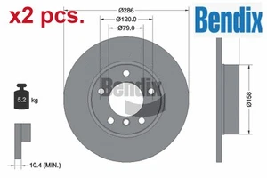 X2 PCS FRONT BRAKE DISC SET LEFT & RIGHT BDS1654 BENDIX BRAKING I - Picture 1 of 3