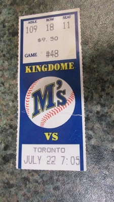 KEN GRIFFEY JR'S FIRST HIT BY PITCH GAME-TICKET STUB-07/22/1989-KINGDOM - Image 1 of 3