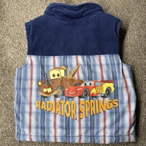 Disney Pixar Cars Kids Fall Puffer Vest Jacket Coat Lightning McQueen & Mater 2T - Picture 1 of 6