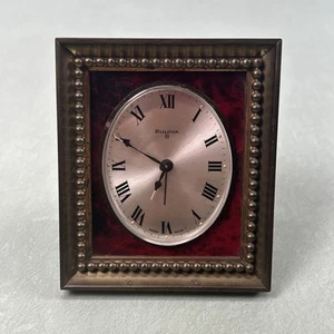 Vintage Mechanical Brass Bulova 8 Desk Watch Alarm Clock Swiss Made - Picture 1 of 4