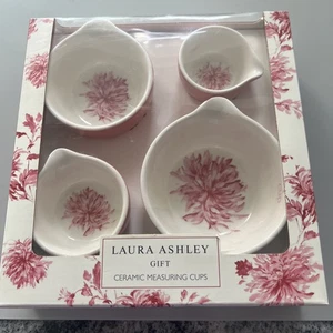 Set of Laura Ashley Pink Chrysanthemum Flower Ceramic Pouring Measuring Cups x4 - Picture 1 of 3