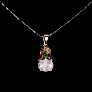 925 Sterling Silver Necklace Oval Morganite 9x7mm Tourmaline Gemstone Jewelry - Picture 1 of 13