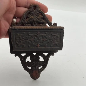 Antique Cast Iron Match Holder Wall Mount Rustic Victorian Farmhouse VTG Wilton - Picture 1 of 13