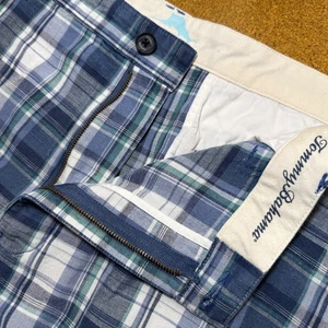Tommy Bahama Linen Shorts Men Size 40 Blue Green Plaid - Picture 1 of 10