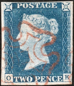 1840 SG6 2d PLACA AZUL PÁLIDO 1 CRUZ ROJA MALTESA 4 MÁRGENES MUY FINO (OK) DS6 - Imagen 1 de 2
