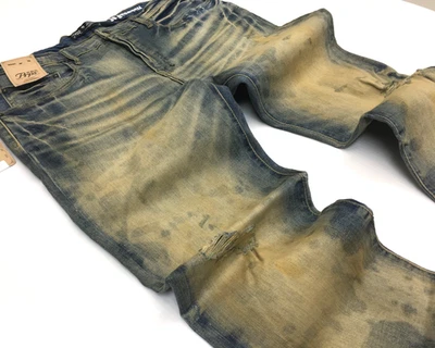 Prps VTG Washed Distressed Ripped Shredded Stretch Winsor Skinny Tapered Jeans - Image 1 of 4