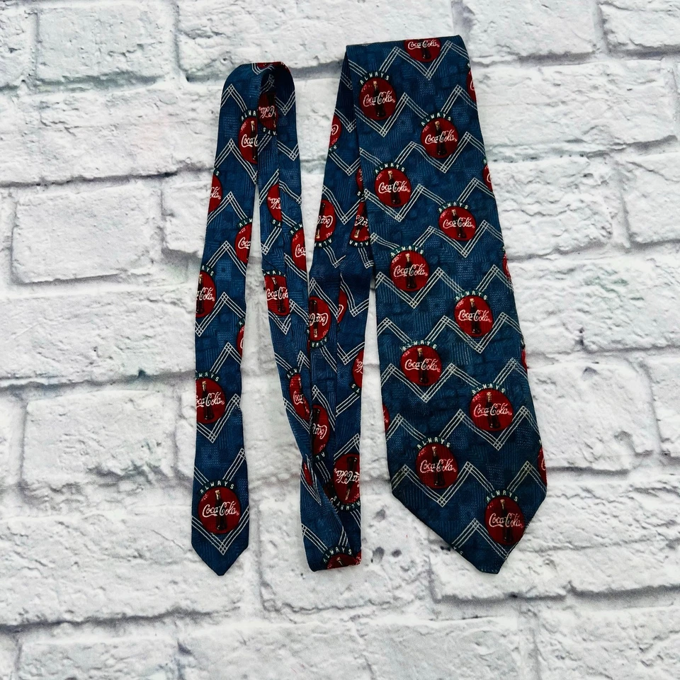 Corbata retro de seda para hombre COCA COLA 4"x58,5" gris/azul/rojo Foto 1 de 4