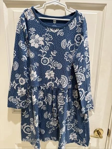 NEW Tea Collection Girl’s Size 12 Long Sleeve Blue & White Floral Dress - Picture 1 of 4