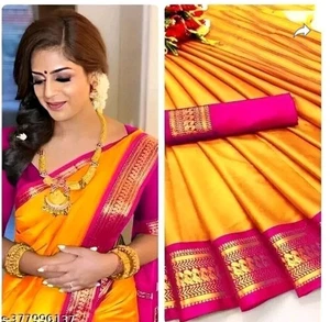 Kanchipuram Designer Silk Saree Indian Wedding Bollywood Formal Banarasi Sari - Picture 1 of 3