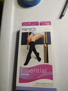 NOS Sigvaris Essential 232 Cotton Women's 20-30 Closed Toe Knee High Compression - Picture 1 of 14