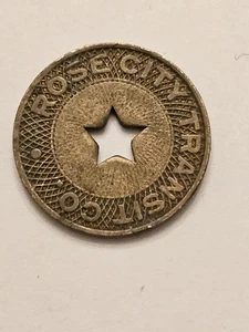 ROSE CITY TRANSIT TOKEN GOOD FOR ONE TARIF USED NUMISTA RARE INDEX 84 FREE SHIP - Bild 1 von 2