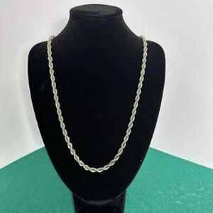 Men's Sterling Silver 925 Rope Chain Necklace 24" 4mm Heavy 27 Grams Not Scrap - Picture 1 of 4