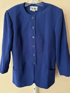 Vintage Sherbet Sakko royalblau Größe 12 Anzug Blazer Hemd gefüttert Knöpfe Y2K Arbeit - Bild 1 von 16