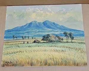 Mochtar Apin 1923-1994 Indonesian Artist Landscape Watercolor on Artist Board - Picture 1 of 5