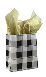 Bolsas de compras de papel Buffalo Check medianas SSWBasics - Estuche de 100 - Imagen 1 de 1