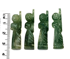 4x Carved 36mm High, 100 Ct Greenish Jade Carving of a Noble Man, Loose Stones - Picture 1 of 8