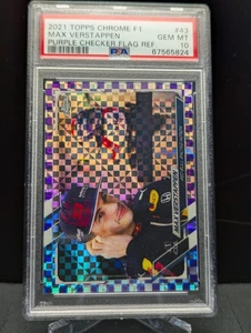 2021 Topps Chrome F1 Max Verstappen #43 Purple Checker Refractor /199 PSA 10 - Picture 1 of 2