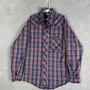 Vintage Wrangler Boys Western Shirt Large 14 Pearl Snap Youth 80's USA Made - Picture 1 of 5