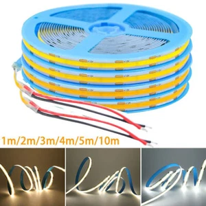 1-10m COB LED Strip Lights Flexible Tape Lights Home DIY Lighting 12V 24V White - Picture 1 of 17
