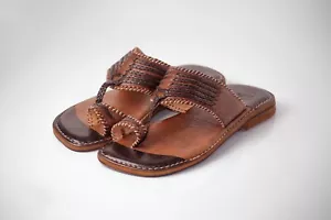 Handmade Unisex Moroccan Leather Sandals Natural Leather Flip Flop Shoes gift - Picture 1 of 13