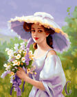 Woman with Sunshade Printed Needlepoint Canvas - Graceful in Purple Ensemble