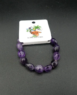 Natural Amethyst Stone Beaded Bracelet Purple Crystal Gemstone Stretch Bracelet - Image 1 of 2