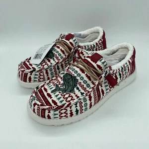 Hey Dude Wally Merry Fishmas Sweater Shoes Christmas Red Green Size 11 Mens - Picture 1 of 6