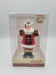 Kurt Adler Hand-Crafted Glass Christmas Coca-Cola Santa w/Coke Ornament *New - Picture 1 of 5