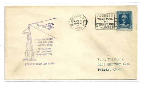 U.S. Air Mail First Flight Cover - Cleveland Pittsburgh Washington  June 6, 1932 Cover