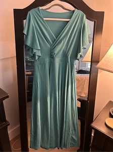 NEW Wrap V Neck Ruffle A Line Swing Flared Maxi Dress XL - Picture 1 of 3