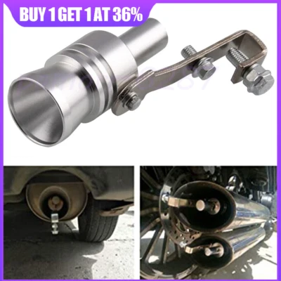 Car Exhaust Pipe SIlver Turbo Sound Whistle Simulator Muffler Roar Maker NEW - Image 1 of 4