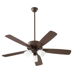 Quorum Ovation 3 Light Ceiling Fan, Oiled Bronze/Satin Opal - 4525-386 - Picture 1 of 1