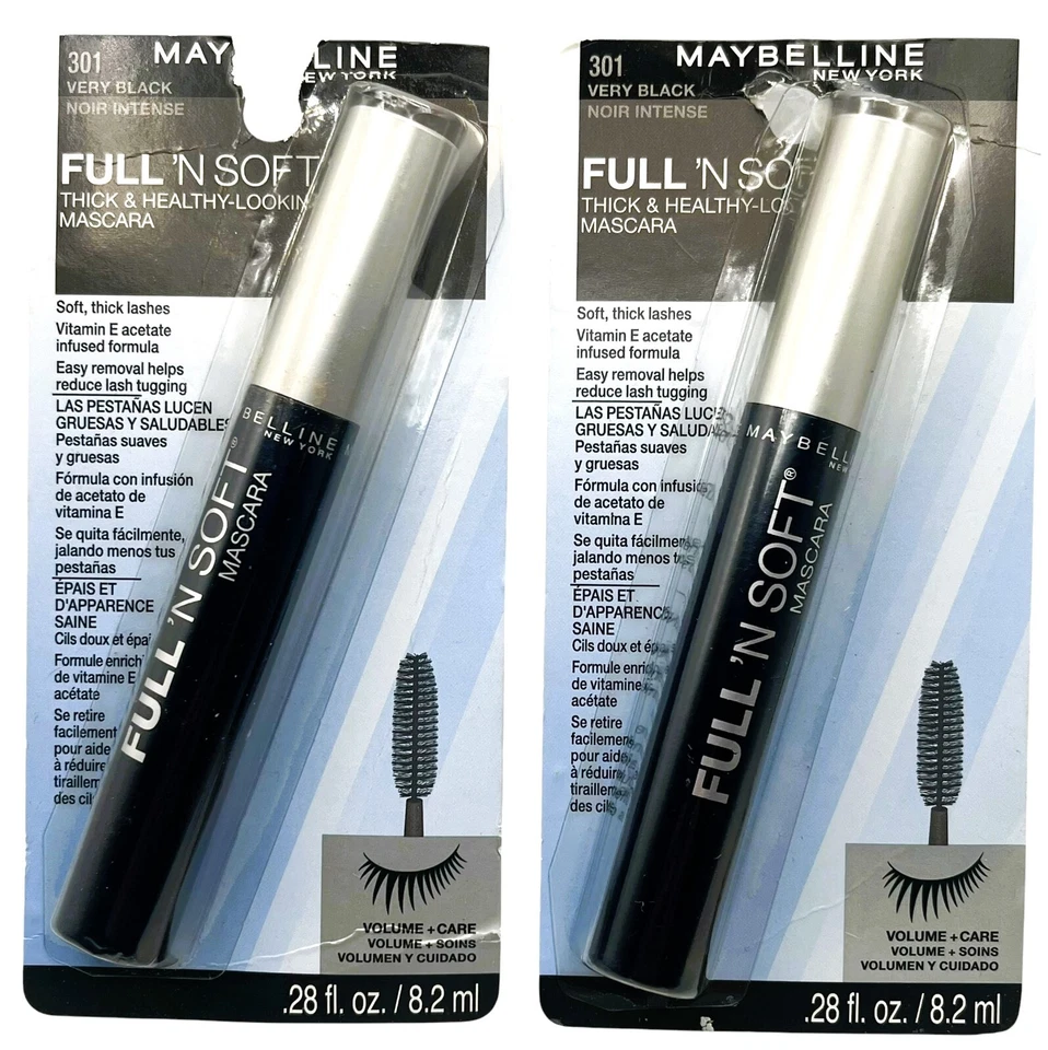 Maybelline Full and Soft Washable Mascara Very Black 0.28 Oz - 6 EA