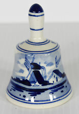 3" Vintage Porcelain Hand Painted Delft Blue Holland Bell  Windmill House