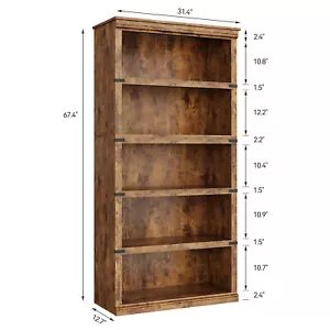 Industrial 3-5 Shelf Wood Bookcase Bookshelf Storage Display Rack Book Shelving - Picture 1 of 25