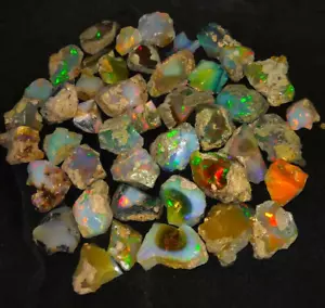Lotto 100 Cts Secco Naturale Etiope Jumbo Welo Opale di Fuoco Esemplare Grezzo Gemma - Foto 1 di 6