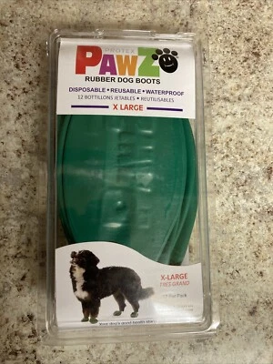 NUEVAS Botas de Goma PawZ para Perros - XL Verde - Reutilizables Desechables Impermeables Paquete de 12 Foto 1 de 2