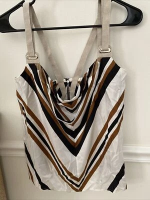 Dolce &Gabbana Tank/ Top NWT SZ 6/40 Silk Back Zipper Striped Linen Straps Italy - Image 1 of 4