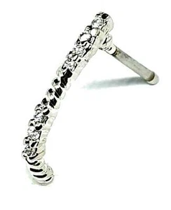 Nose Crawler Stud Ring Micro CZ x 6 Twist 20g (0.8mm) L Bend 316L Surgical Steel - Picture 1 of 12