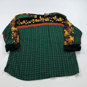 Carole Little 8 Shoulder Pads All Over Print Pullover Top Blouse Rayon - Picture 1 of 13