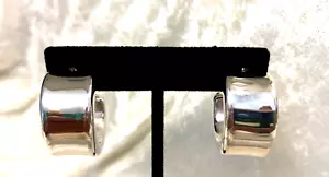 ULTRA FINE 950 SILVER PUFFED 1" HUGGIE HOOP EARRINGS (M4498-24) - Picture 1 of 9